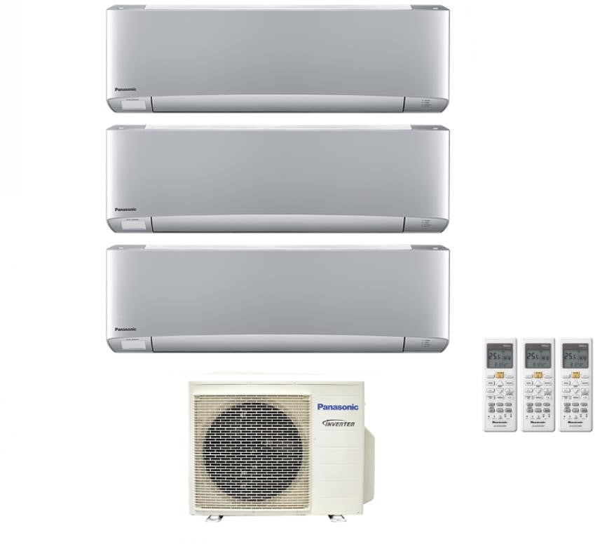 climatizzatore condizionatore panasonic trial split inverter serie etherea silver 9_9_12 con cu 3z52tbe r 32 wi fi integrato 9000_9000_12000 argento