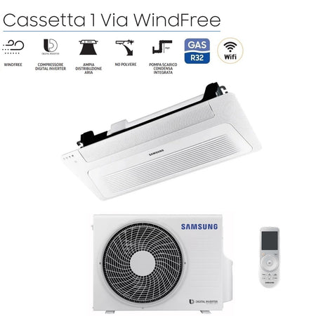 climatizzatore condizionatore samsung cassetta windfree 1 via slim 12000 btu ac035rn1dkg r 32 wi fi optional con pannello e telecomando incluso