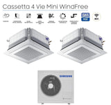 climatizzatore condizionatore samsung dual split inverter cassetta 4 vie mini windfree 18_18 con aj100txj5kg eu r 32 18000_18000 wi fi optional con griglia inclusa