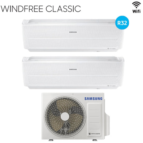 climatizzatore condizionatore samsung dual split inverter serie windfree classic 9_9 con aj040ncj r 32 wi fi 9000_9000 new 2018