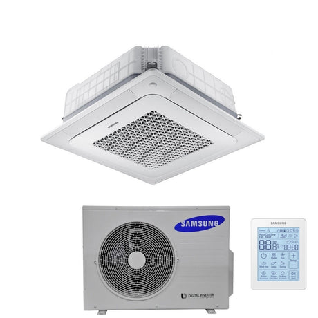 climatizzatore condizionatore samsung inverter cassetta a 4 vie windfree 18000 btu ac052nn4dkh monofase r 410 wi fi optional con comando wireless e pannello incluso