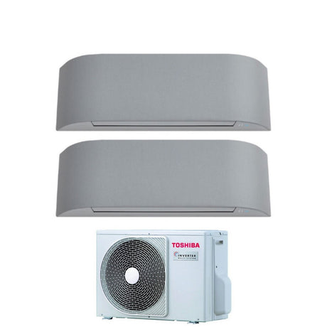 climatizzatore condizionatore toshiba dual split inverter serie haori 10_13 9_12 con ras 3m26u2avg e r 32 wi fi integrato 10000_13000 9000_12000 colore grigio chiaro