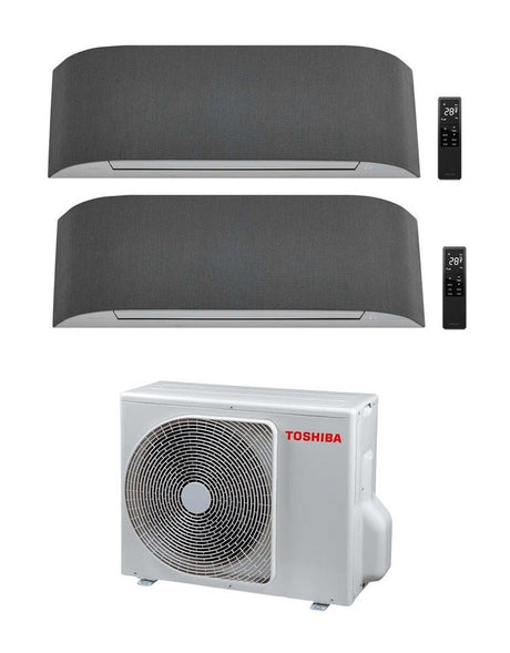 climatizzatore condizionatore toshiba dual split inverter serie haori 13000_13000 12000_12000 con ras 2m18u2avg e wi fi integrato grigio chiaro grigio scuro 13_13 12_12 novita