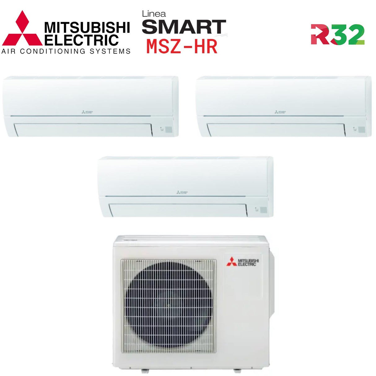 climatizzatore condizionatore trial split mitsubishi electric serie smart msz hr 9000_9000_12000 con mxz 3ha50vf wi fi optional 9_9_12 novita gas r 32