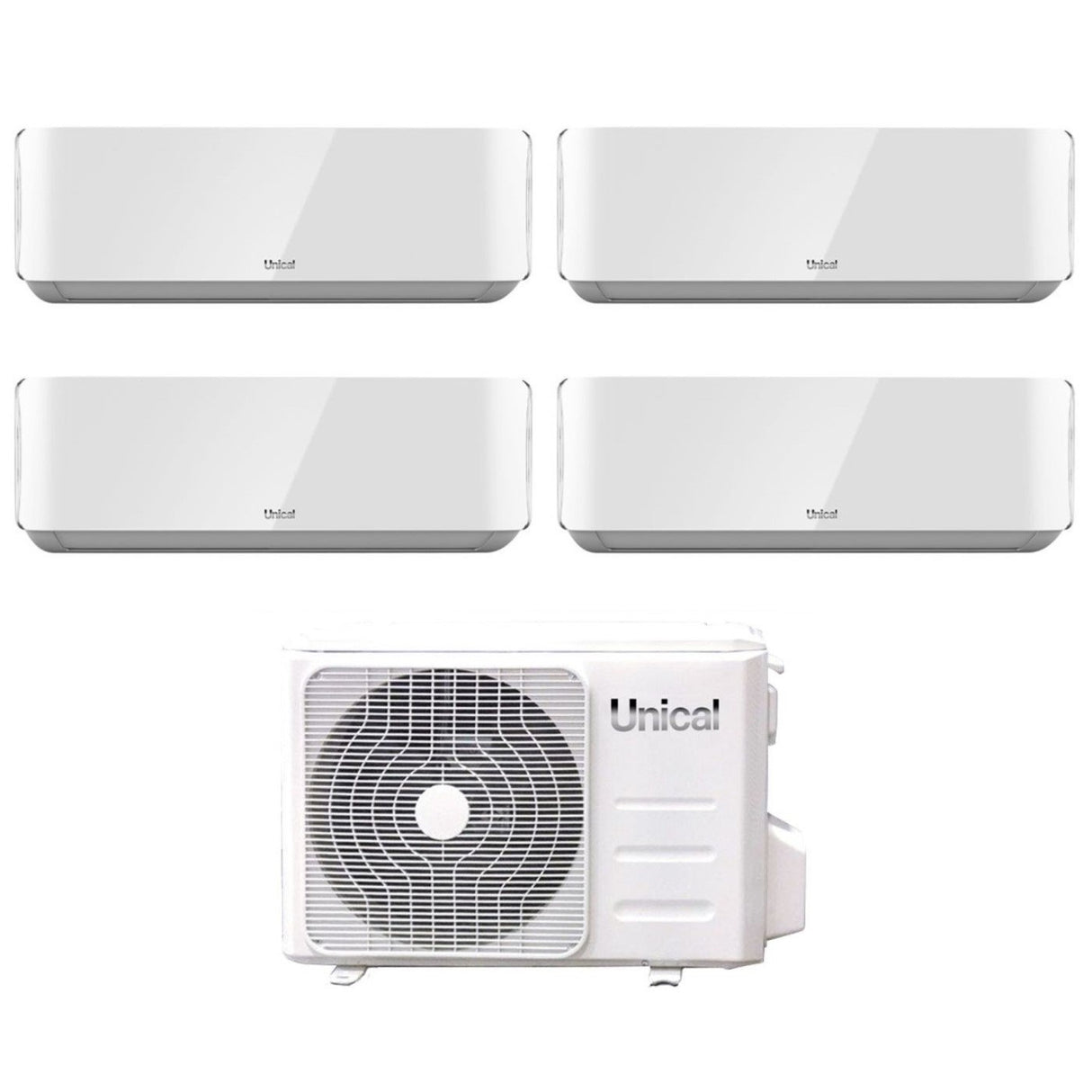 climatizzatore condizionatore unical quadri split inverter serie air cristal 10_13_13_18 con kmx4 36he r 32 wi fi optional 10000_13000_13000_18000
