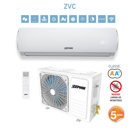 climatizzatore condizionatore zephir monosplit smart clean 12000 btu zvc 12000 r 32