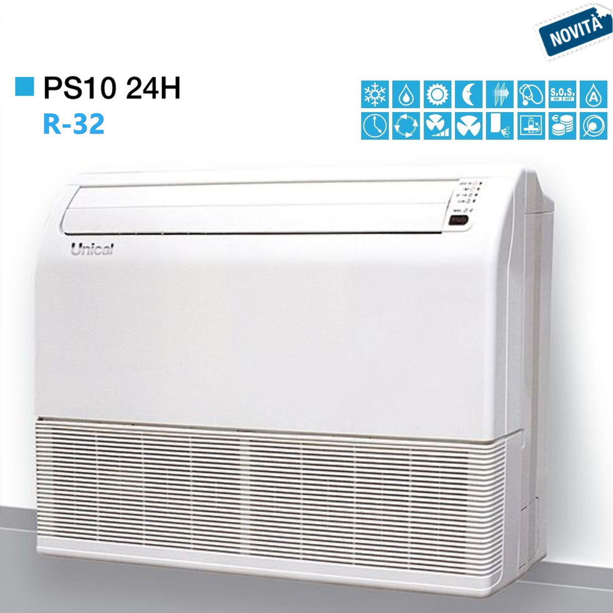 condizionatore climatizzatore unical soffitto pavimento 24000 btu ps09 24h classe a__ a_
