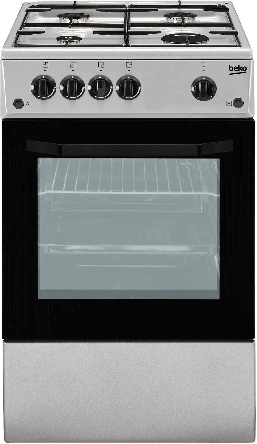 cucina a gas beko 4 fuochi forno a gas csg42011fs 50x50 argento con coperchio
