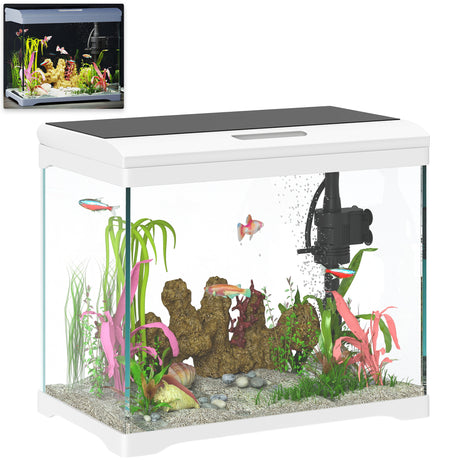 easycomfort easycomfort acquario per pesci rossi 17l con luci led pompa dacqua e sistema di filtraggio 35x21x31 cm bianco