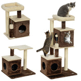 easycomfort easycomfort albero tiragraffi per gatti con 2 casette lettino piattaforme di salto e pallina in legno 55x48x107 cm