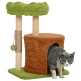 easycomfort easycomfort albero tiragraffi per gatti con casetta lettino e pallina giocattolo in legno e peluche 44x33x61 cm verde