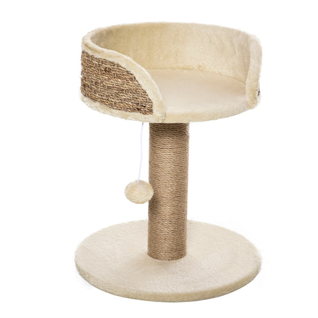 easycomfort easycomfort albero tiragraffi per gatti con lettino palo in juta e pallina appesa 40x40x49cm beige
