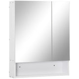 easycomfort easycomfort armadietto a specchio rettangolare montato a parete con credenze e ripiano regolabile in mdf e vetro 60x15x75cm bianco