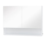 easycomfort easycomfort armadietto con specchio a muro luci a led ripiano aperto e ripiano interno 80x15x60cm
