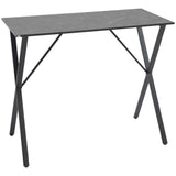 easycomfort easycomfort bancone bar tavolo alto stile industriale effetto marmo legno e acciaio 120x60x102 cm nero