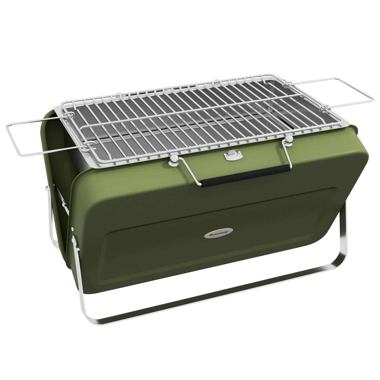easycomfort easycomfort barbecue a carbonella portatile e pieghevole a valigetta con manico 47x30x28 cm verde