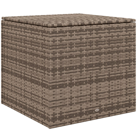 easycomfort easycomfort baule da esterno in rattan pe e acciaio con fodera interna 75x75x70 cm nero e color sabbia