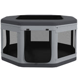 easycomfort easycomfort box per cani e gatti con 7 finestre e 2 ingressi in tessuto oxford nylon e pp 124x62 cm grigio e nero