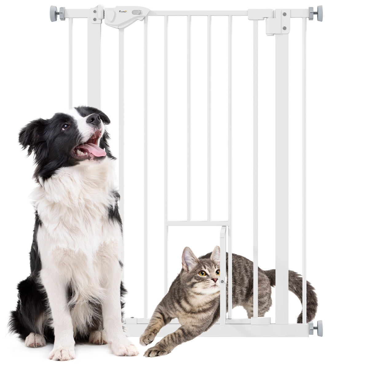 easycomfort easycomfort cancelletto per cani con porta piccola montaggio a pressione e chiusura automatica 74 80x91 4cm bianco