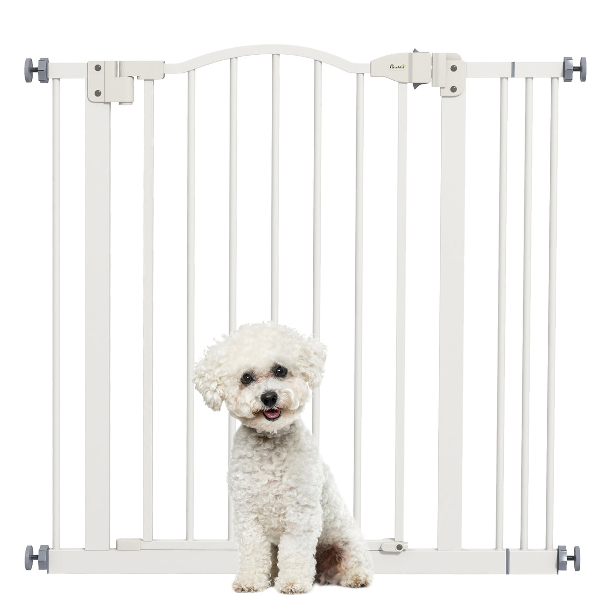 easycomfort easycomfort cancelletto per cani estensibile con 2 blocchi e chiusura automatica in metallo e plastica 74 87x78 cm bianco