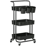 easycomfort easycomfort carrello cucina multiuso a 3 livelli con cestini e ganci rimovibili ripiano con 12 divisori nero