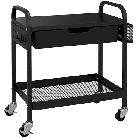 easycomfort easycomfort carrello da cucina con cesto cassetto estraibile e 3 ganci in pp e metallo 61x32 6x58 5 cm nero