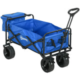easycomfort easycomfort carrello da giardino 110l con maniglia telescopica e borsa termica da 15l in acciaio e tessuto blu