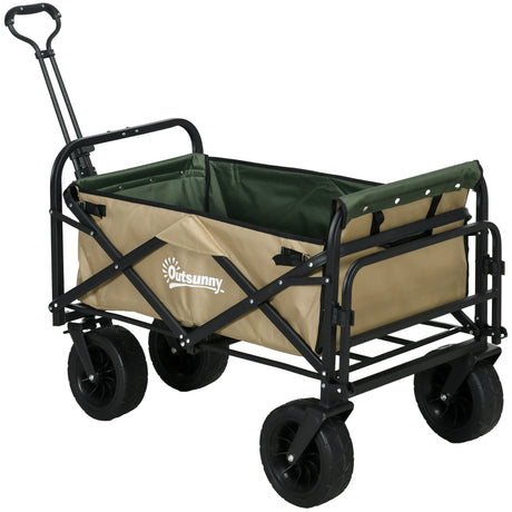 easycomfort easycomfort carrello da giardino 110l con maniglia telescopica e fondo apribile in acciaio e tessuto oxford cachi