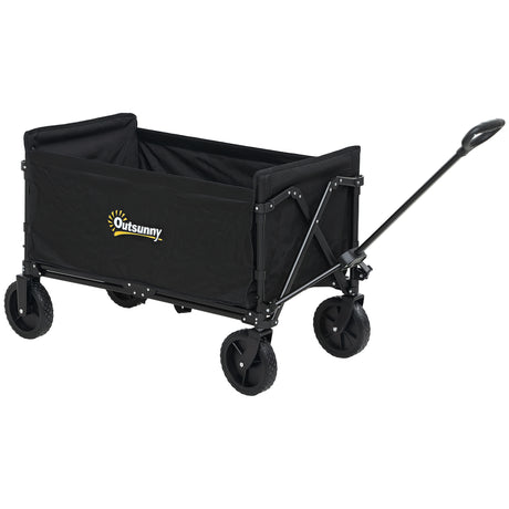 easycomfort easycomfort carrello da giardino da 120l pieghevole con pannello apribile in acciaio e poliestere 90x48x62 cm nero