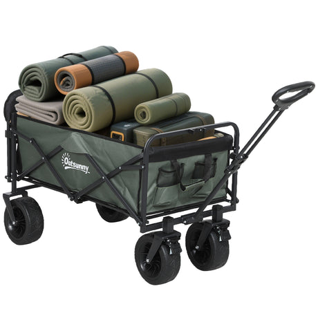 easycomfort easycomfort carrello da giardino da 95l pieghevole con pannello apribile in acciaio e poliestere 125x48x78 102 cm verde