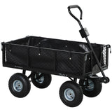 easycomfort easycomfort carrello da giardino in acciaio da 114l con sacca portaoggetti e pareti rimovibili 105x51x54 cm nero