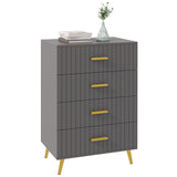 easycomfort easycomfort cassettiera 4 cassetti moderna in legno e alluminio 60x40x90 cm oro e grigio scuro