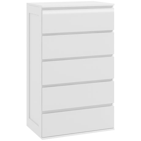 easycomfort easycomfort cassettiera 5 cassetti in legno con maniglie scanalate 60x38x100cm bianco