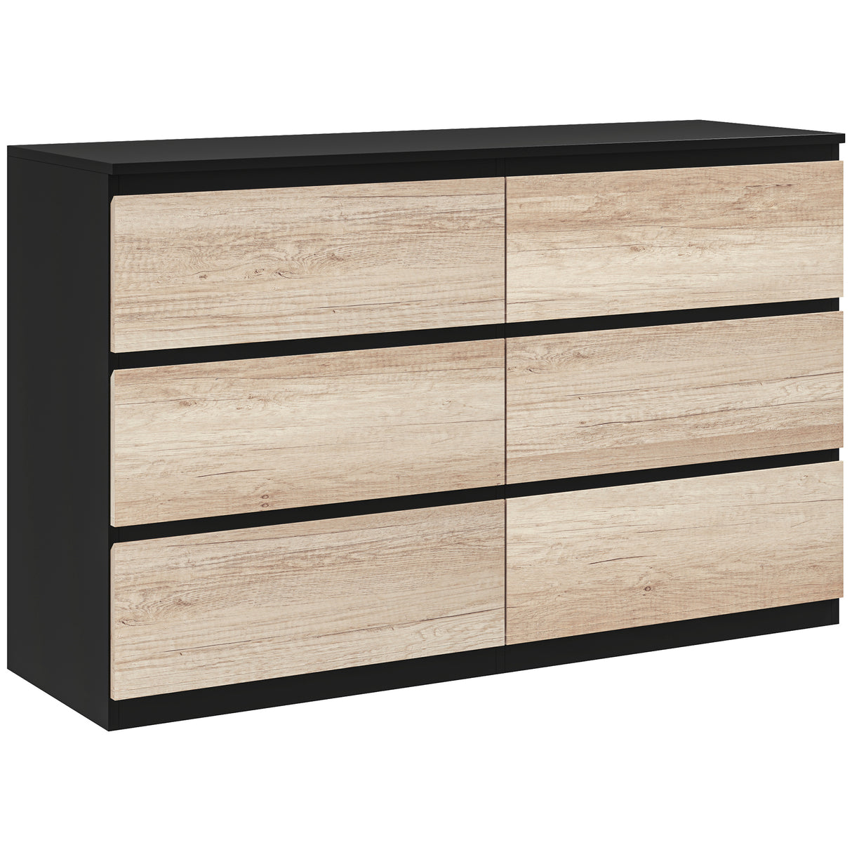 easycomfort easycomfort cassettiera 6 cassetti per camera da letto in legno con guide in metallo 120x39x75 cm nera e color legno