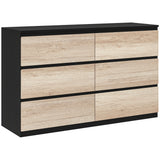 easycomfort easycomfort cassettiera 6 cassetti per camera da letto in legno con guide in metallo 120x39x75 cm nera e color legno