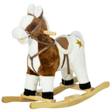 easycomfort easycomfort cavallino a dondolo per bambini da 3 6 anni in peluche con suoni 68x26x62cm marrone