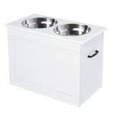 easycomfort easycomfort ciotole rialzate per cani grandi supporto in mdf con 2 ciotole in acciaio inox 60x30x41 cm bianco