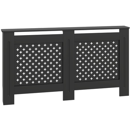 easycomfort easycomfort copritermosifoni in legno mdf traforato a croce con ripiano e fissaggio a muro 152x19x82 cm nero