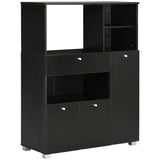 easycomfort easycomfort credenza da cucina in legno per microonde con armadietti mensole e cassetto 90x40x120 cm nero