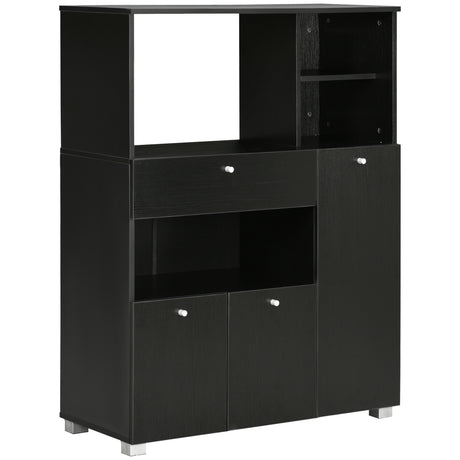 easycomfort easycomfort credenza da cucina in legno per microonde con armadietti mensole e cassetto 90x40x120 cm nero