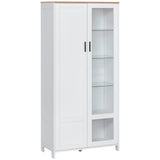 easycomfort easycomfort credenza moderna a 2 ante con mensole regolabili in legno e vetro 76x36x160cm bianco