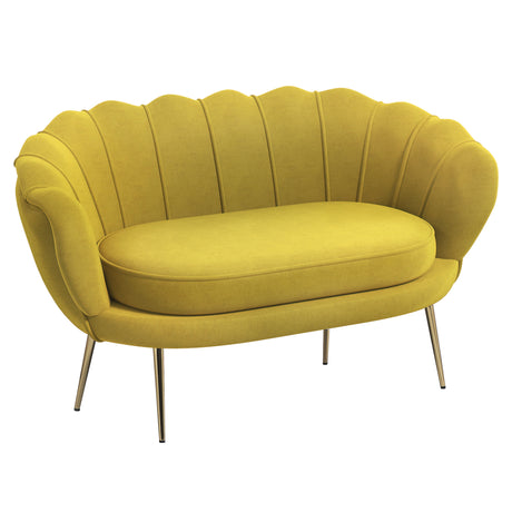 easycomfort easycomfort divanetto 2 posti in stile industrial chic in tessuto effetto velluto e metallo 130x77x77 cm giallo