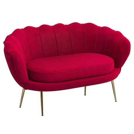 easycomfort easycomfort divanetto 2 posti in stile industrial chic in tessuto effetto velluto e metallo 130x77x77 cm rosso scuro