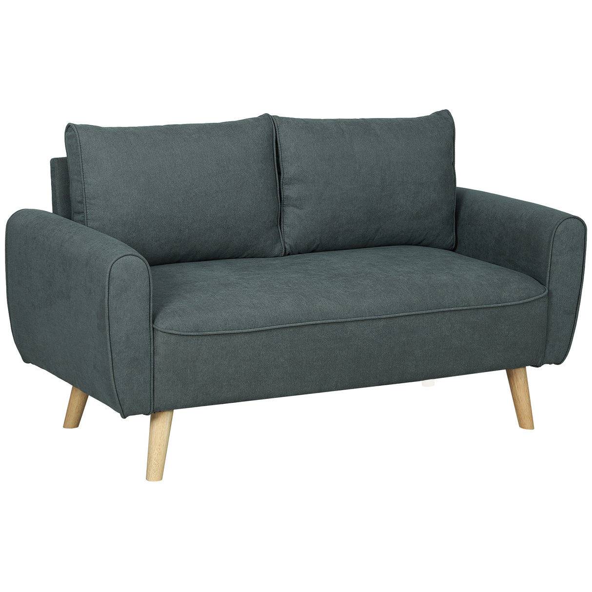 easycomfort easycomfort divano 2 posti salvaspazio con cuscini per schienale in tessuto effetto velluto e legno 145x75x78 cm grigio