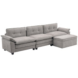 easycomfort easycomfort divano angolare modulare con chaise longue pouf contenitore e rivestimento in ciniglia grigio