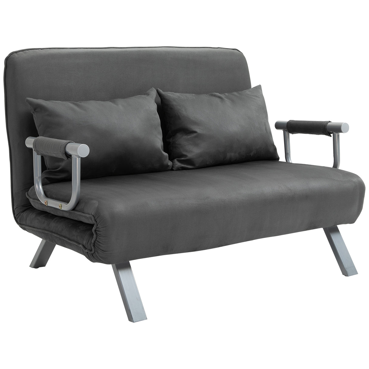 easycomfort easycomfort divano letto 2 posti in similpelle e acciaio con seduta regolabile in 5 posizioni 105x80x78 cm grigio