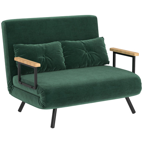 easycomfort easycomfort divano letto 3 in 1 in tessuto effetto velluto con schienale regolabile e 2 cuscini 102x73x81 cm verde