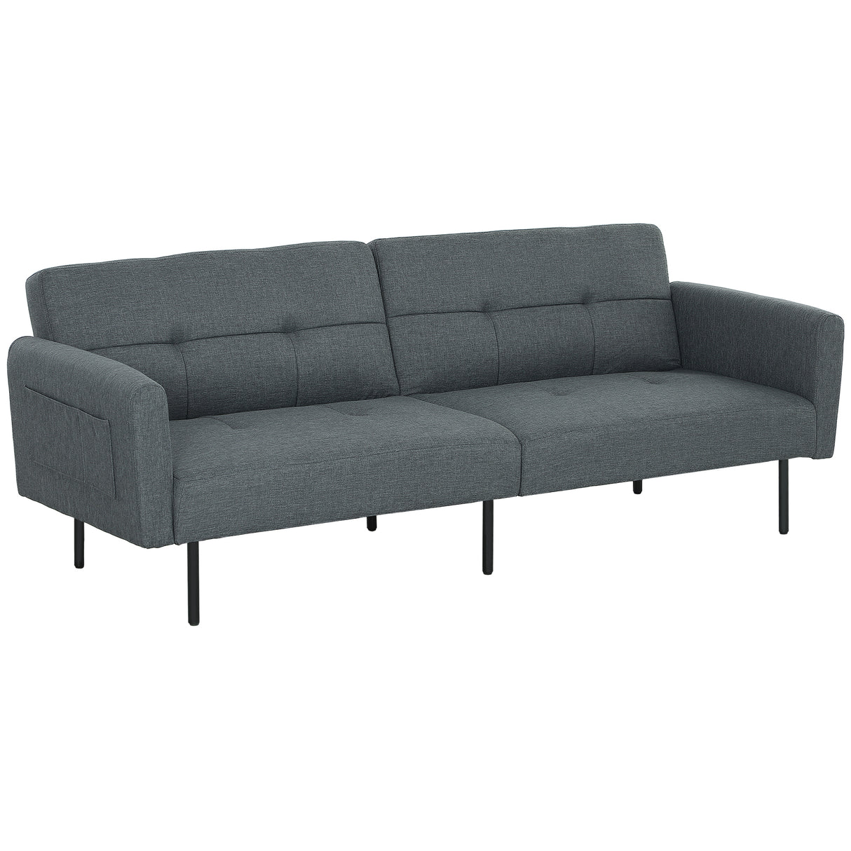 easycomfort easycomfort divano letto clic clac con schienale regolabile in tessuto effetto lino legno e acciaio 200x77x72 cm grigio