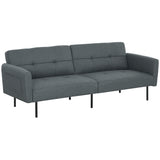 easycomfort easycomfort divano letto clic clac con schienale regolabile in tessuto effetto lino legno e acciaio 200x77x72 cm grigio