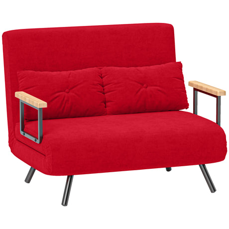 easycomfort easycomfort divano letto in tessuto effetto velluto con schienale regolabile e 2 cuscini 102x73x81 cm rosso